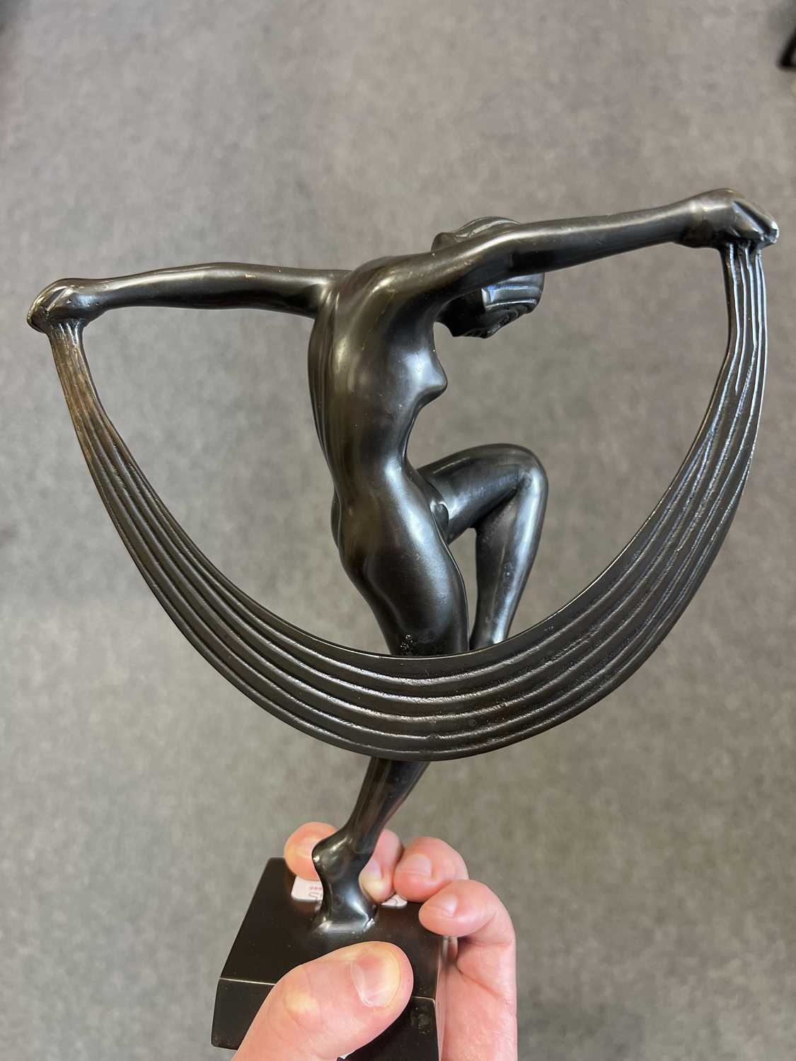 Modern bronzed metal figure of an Art Deco dancer, - Image 4 of 7