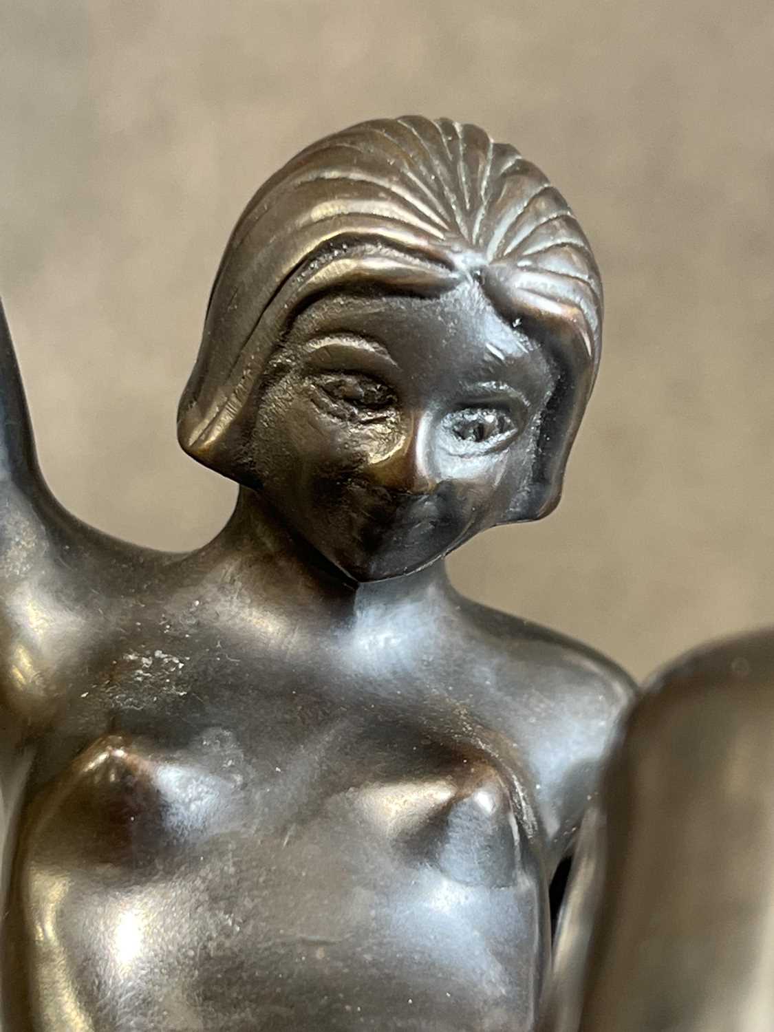 Modern bronzed metal figure of an Art Deco dancer, - Image 3 of 7