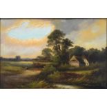 R Percy, Landscape with cottage,