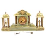 Onyx clock garniture,