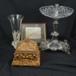 Victorian plated epergne, cut glass dish, etc.,