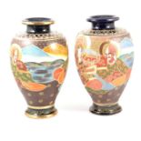 Pair of large Satsuma pottery vases