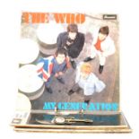 Seven LP vinyl music records including The Who, The Beatles & The Rolling Stones.