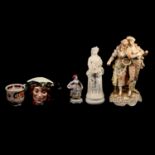 Collection of Continental figures and novelty character jugs