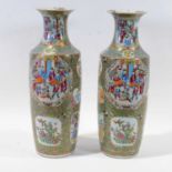Pair of large Cantonese vases, 19th Century,