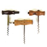 Three Codd bottle opener corkscrews,