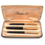 Parker - a cased set of three, Model 61.