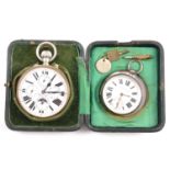 Marcks & Co goliath pocket watch in travelling case and a silver pocket watch.