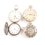Four silver pocket watches.