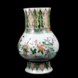 Chinese famille verte vase, reduced,