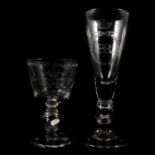 Two glass commemorative Coronation goblets,