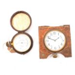 Hutchinsons pocket barometer and a travel clock,
