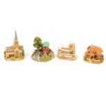 Collection of Lilliput Lane models, including Travellers Rest, Autumn Gold, The Crooked Spire,