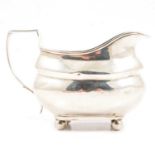 George III silver barge-shaped cream jug, London 1810