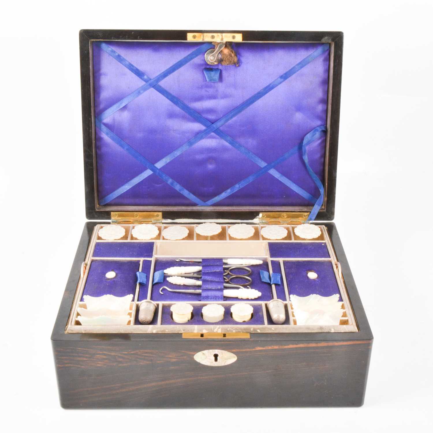Victorian coromandel sewing box,