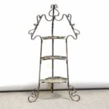 Arts & Crafts copper and iron three-tier stand,