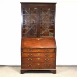 George III mahogany bureau bookcase,