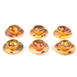 Harlequin set of six Royal Worcester fruit painted cups and saucers,