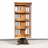 Victorian walnut and pine revolving bookcase,