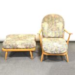 Ercol beech framed lounge chair and footstool