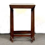 Nest of three mahogany occasional tables and a coffee table,