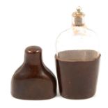 Late 18th/ early 19th century glass hipflask in stitched-leather case