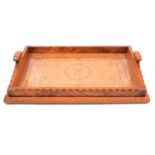 Inlaid oak and maple tea tray