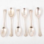 Set of six Continental white metal coffee spoons,