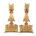 Pair of cast brass candlesticks, early 20th century