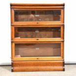 An oak three section Globe Wernicke sectional bookcase,