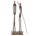 Pair of African bronze figures,