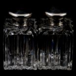 Pair of Victorian cut glass scent bottles,