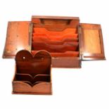 Late Victorian mahogany stationery box and an oak letter rack.