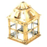 An Arts and Crafts brass hall lantern