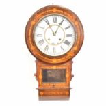 American walnut and inlaid wall clock,