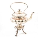 Victorian silver plated spirit kettle and two silver plated entree dishes,