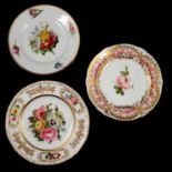 Nantgarw porcelain plate and two Derby plates,