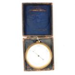French brass drum cased aneroid barometer,