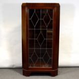 Walnut freestanding corner display cabinet,