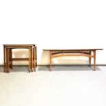 Mid century teak coffee table and a similar nest of tables,