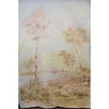 Large 1950s printed silk wall hanging