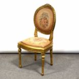French gilt wood salon chair,