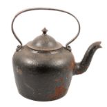 Oversized mid-Victorian or Irish blackened cast iron teapot