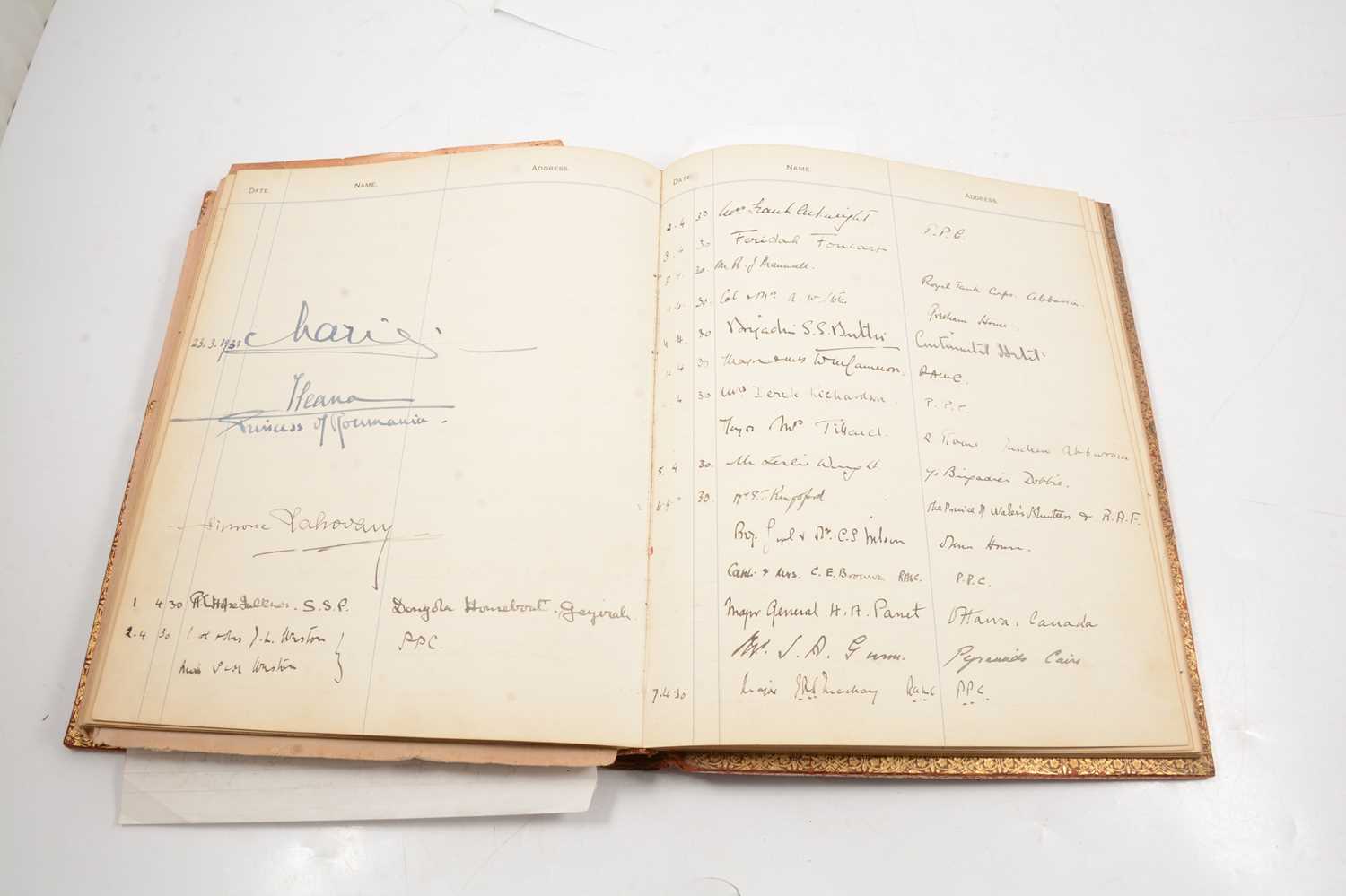A visitors’ book for the GOC (General Officer Commanding) in Cairo dating to 1927-31. - Image 3 of 4