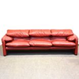 A leather 'Maralunga' sofa, designed by Vico Magistretti for Cassina