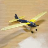 Yellow and blue model aircraft, SAM 35 diesel engine