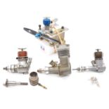 Four aero model aircraft engines, including Enya 35 glow; Amco 3.5cc PB diesel; Amco 3.5cc BB