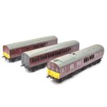 Three scratch-built O gauge model railway railcars, including one powered drivers railcar no.150;