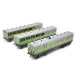 Three scratch-built O gauge model railway railcars