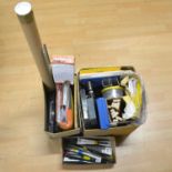 Two boxes of modelling tools, gas torches, etc.